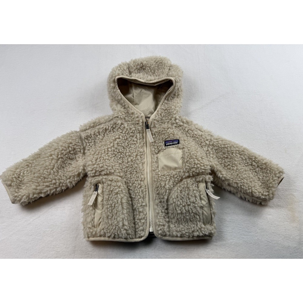 Patagonia Baby Retro X Fleece Hoody Jacket Deep Pile Beige Size 6-12 Months